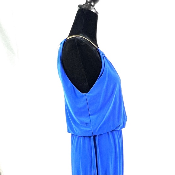 MSK Royal Blue Dress with Gold Tones Snake Chain Halter Top - Picture 5 of 11